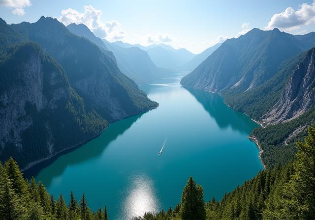 Panoramablick auf den Königssee von oben