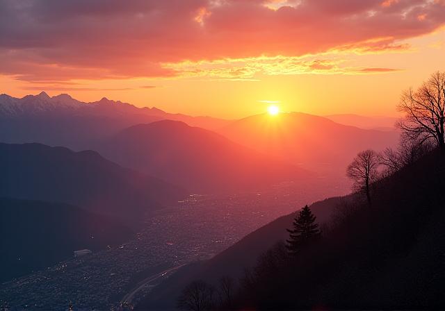 Sonnenaufgang am Gaisberg über Salzburg